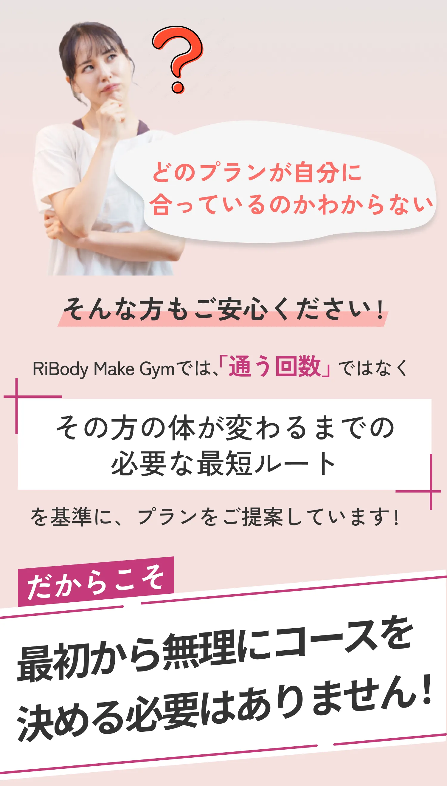 プラン選びに迷う方へ。最短ルートで最適なコースを提案します。